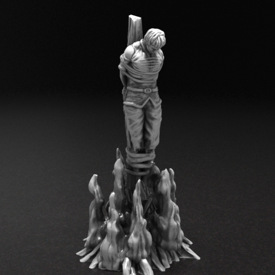 fantasy figure wargaming miniature Historical Sculpture Diorama Flames Prisoner Captive Drama Tension Action Adventure Collectible stl mesh dnd 3dprint mini miniature