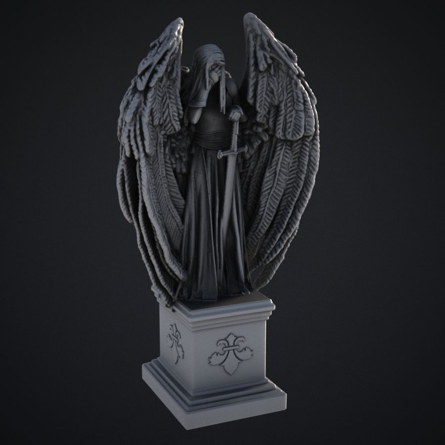  dnd monument statue sword angel wings angelic stl mesh dnd 3dprint mini miniature