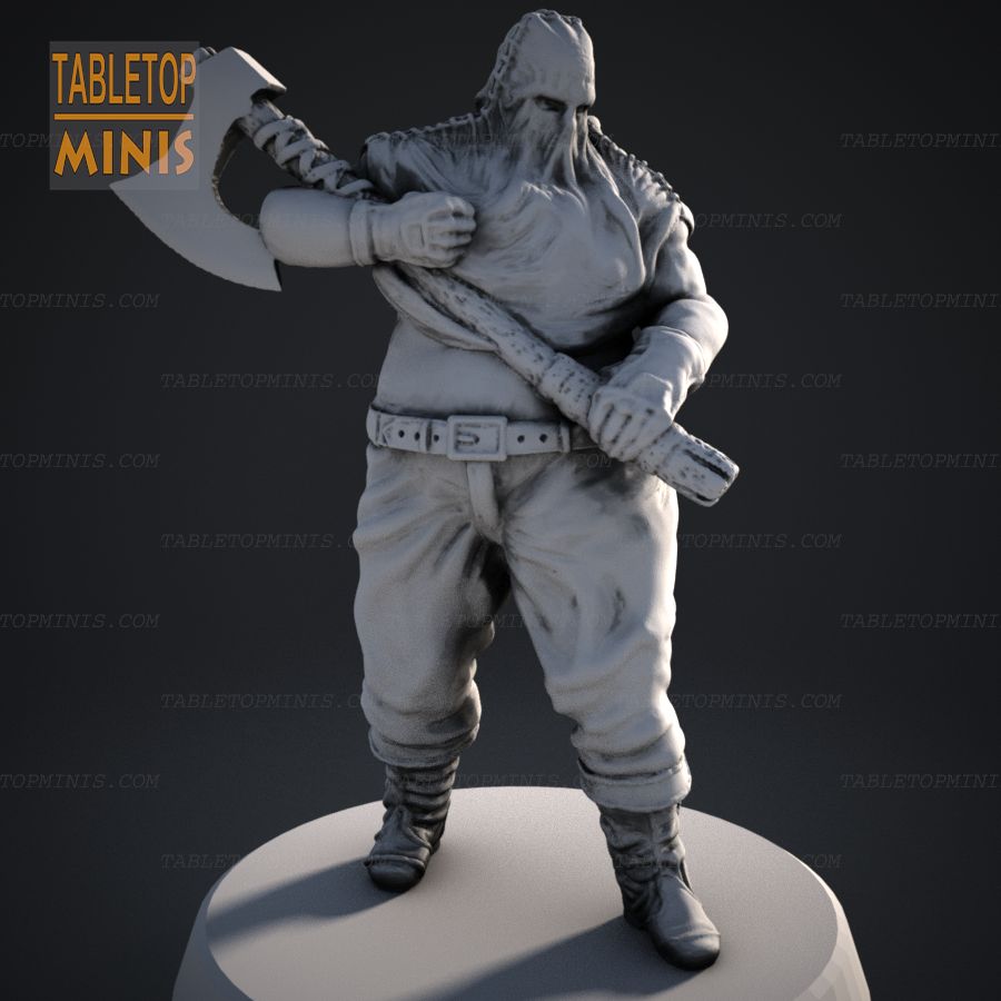  mini 28mm character executioner axe hood hooded stl mesh dnd 3dprint mini miniature