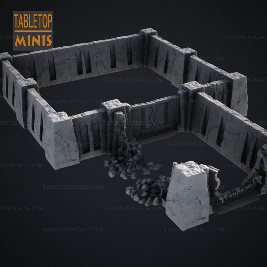  barrier base wall concrete walls openlock wargaming compound stl mesh dnd 3dprint mini miniature