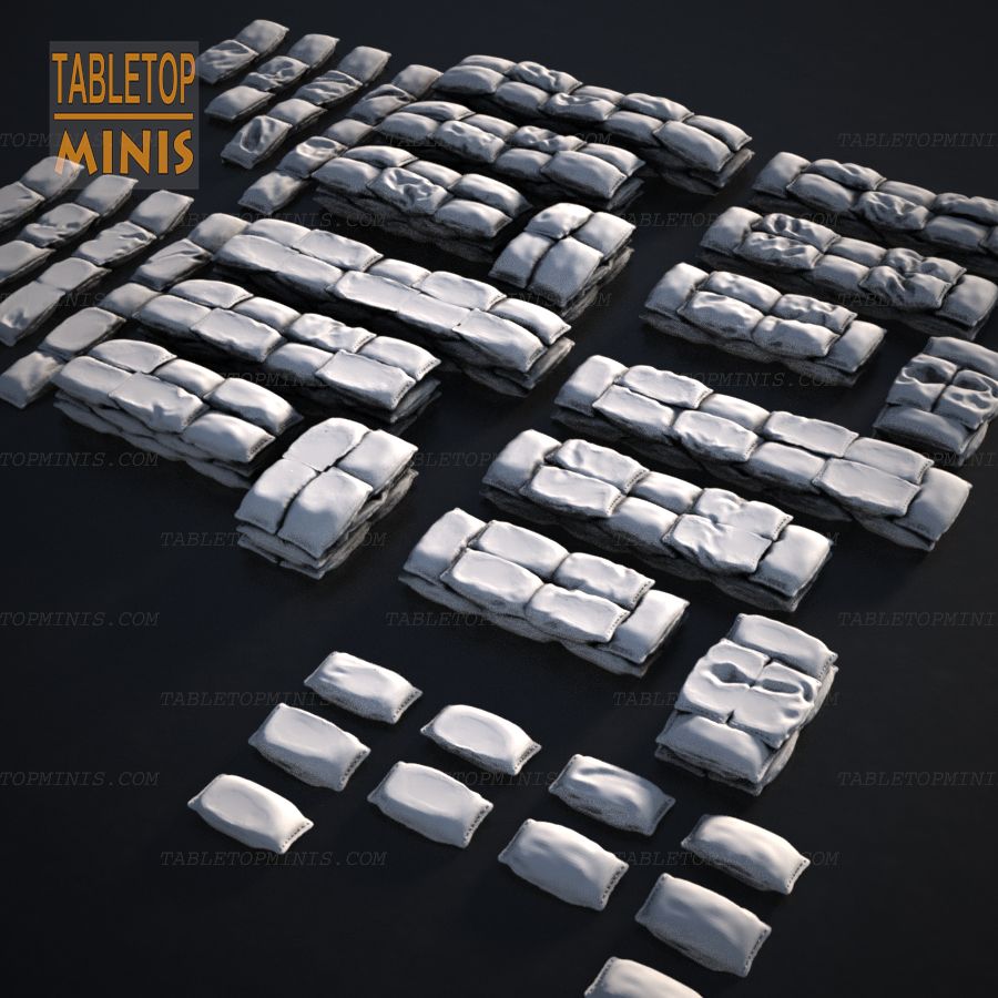  barrier bag sand war bags scenery sandbag sandbags wargaming ww2 pillbox tabletop bunker stl mesh dnd 3dprint mini miniature