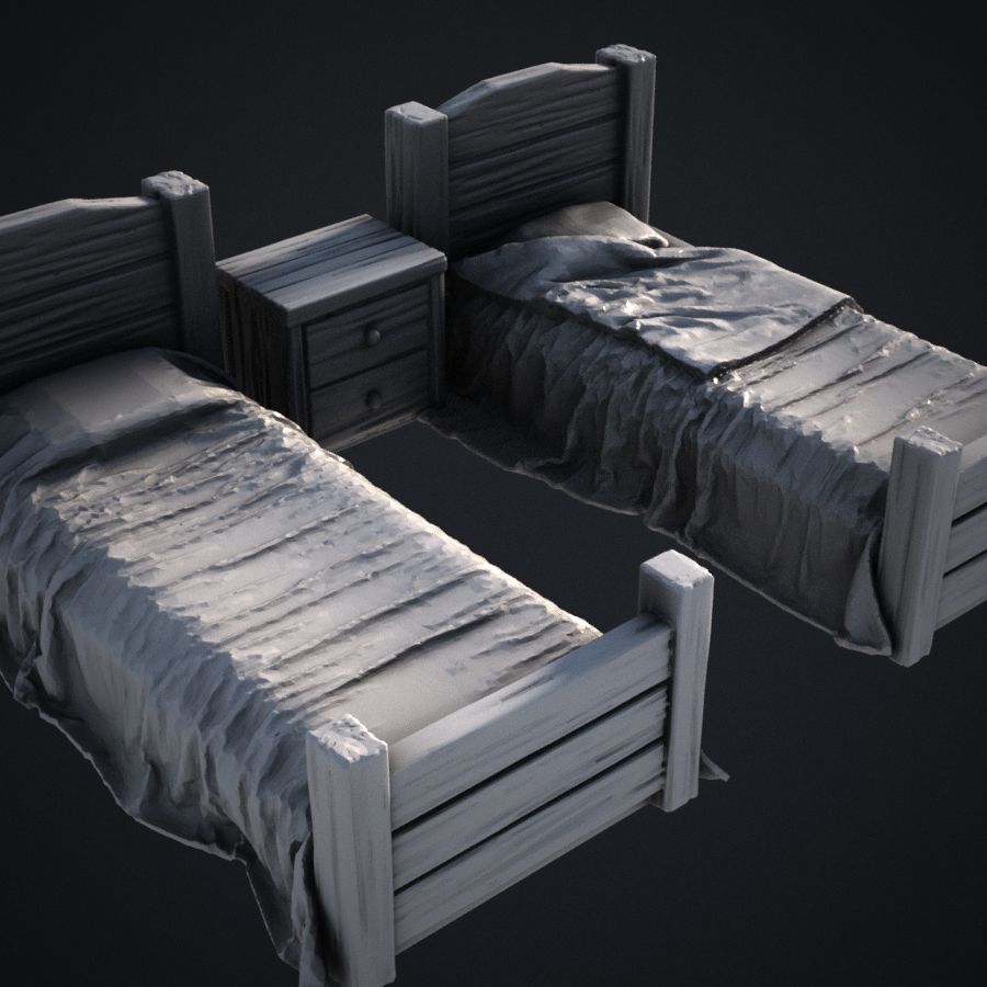  furniture table bed bedside room sleep stl mesh dnd 3dprint mini miniature