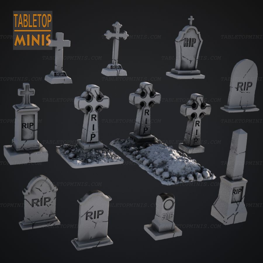  stone grave tomb yard cemetery head monument gravestone headstone tombstone burial dead tombstones stl mesh dnd 3dprint mini miniature