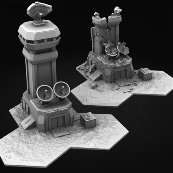 hex control tower battletech map tile building stl mesh dnd 3dprint mini miniature