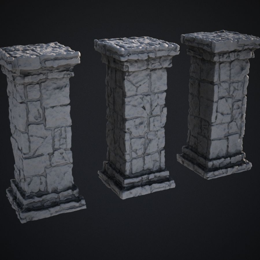  stone rock dungeon dnd pillar medieval stl mesh dnd 3dprint mini miniature