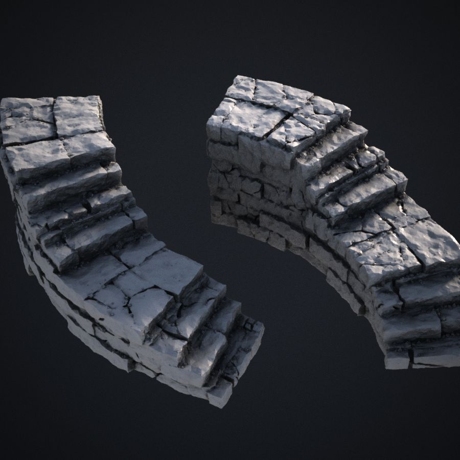 stone dungeon stairs openlock stair curved stl mesh dnd 3dprint mini miniature
