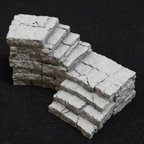 openlock stairs, stair, curved, stone, dungeon, stl mesh dnd 3dprint mini miniature
