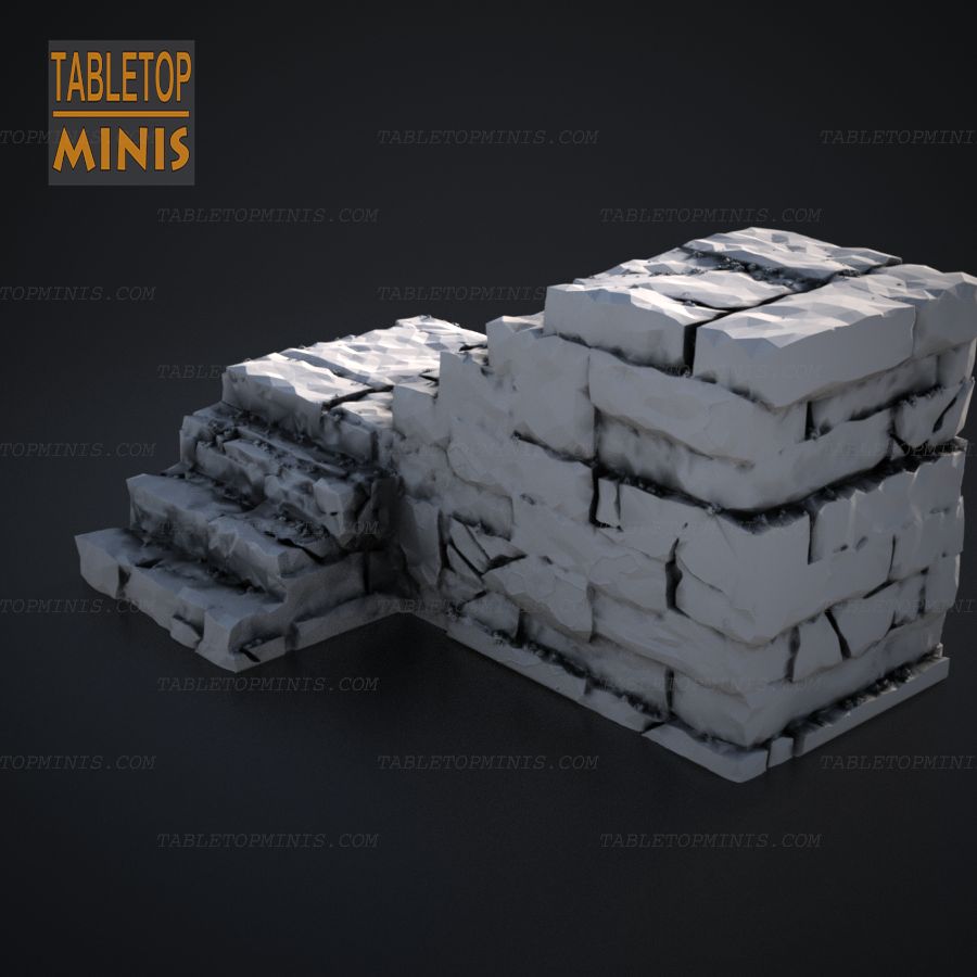  stone dungeon dnd old stairs step steps brick staircase stl mesh dnd 3dprint mini miniature