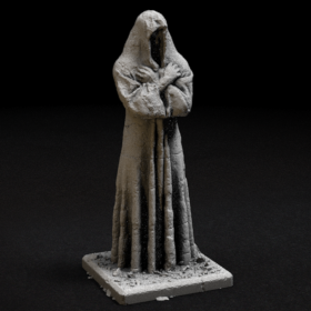 stone rock hooded statue figure crossed arms stl mesh dnd 3dprint mini miniature