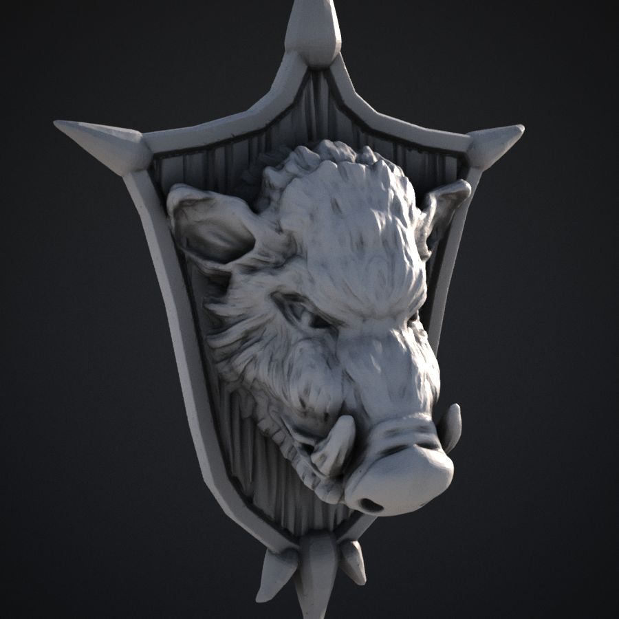  wall mount boar trophy pig snout decoration animal hunting stl mesh dnd 3dprint mini miniature