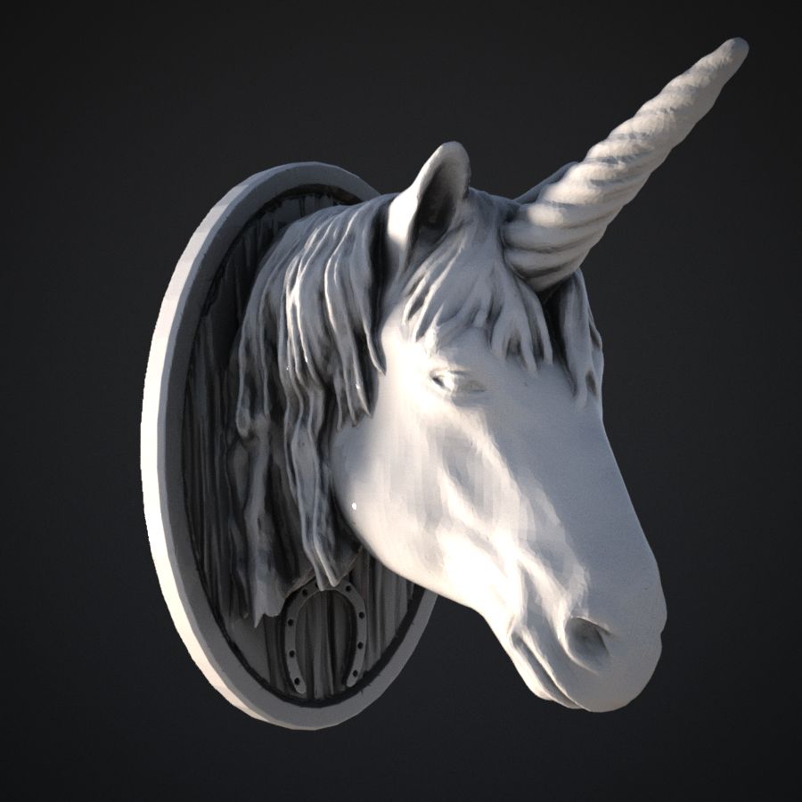  wall mount trophy snout decoration animal hunting unicorn horse stl mesh dnd 3dprint mini miniature