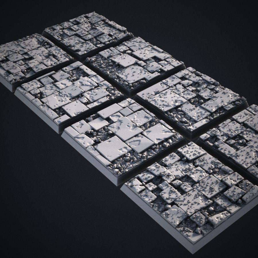 base tile brick warhammer bases slate stl mesh dnd 3dprint mini miniature