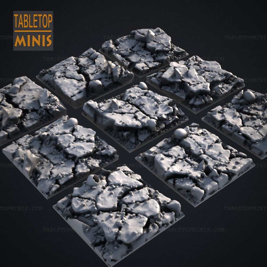 base stone rocks bases earth cracked topper stl mesh dnd 3dprint mini miniature