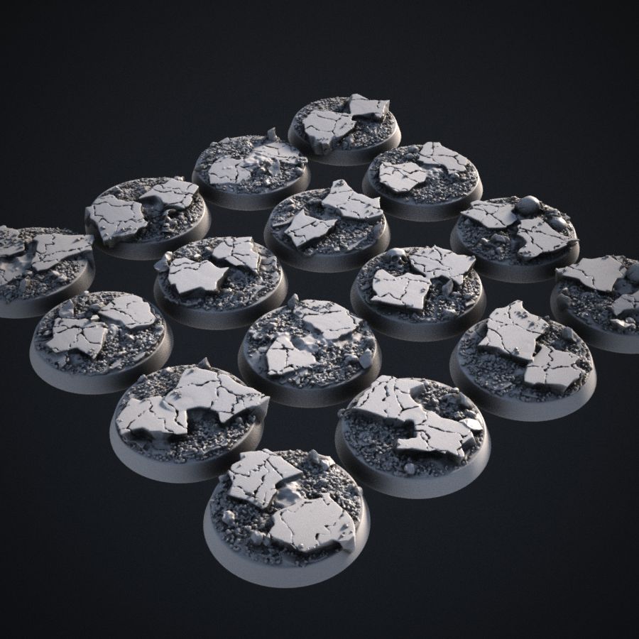  base rocks warhammer 32mm 40k bases earth rocky skulls stl mesh dnd 3dprint mini miniature