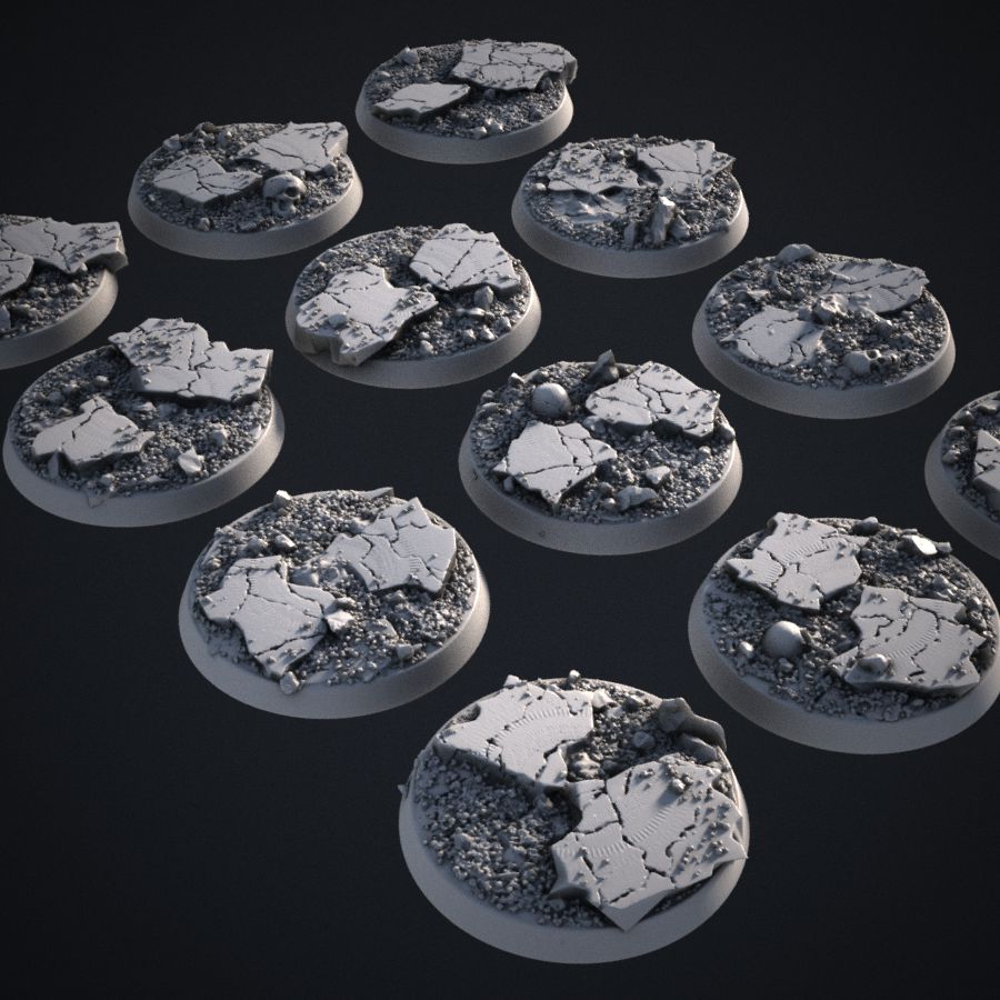  base rocks warhammer 40k bases earth rocky 40mm skulls stl mesh dnd 3dprint mini miniature