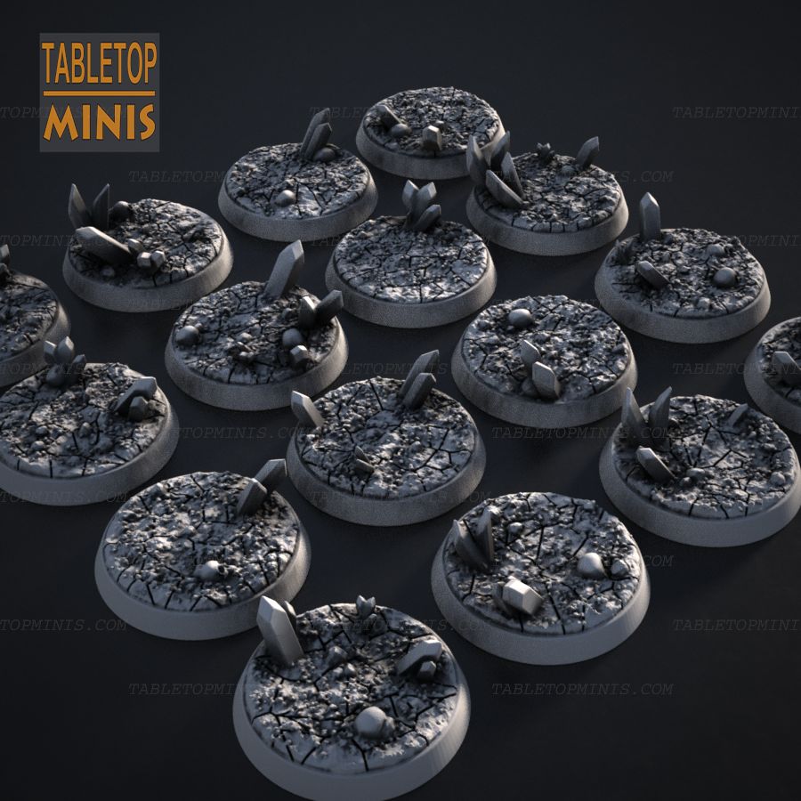  base terrain bases skulls warhammer40k cracked crack crystals gems ground cracks stl mesh dnd 3dprint mini miniature