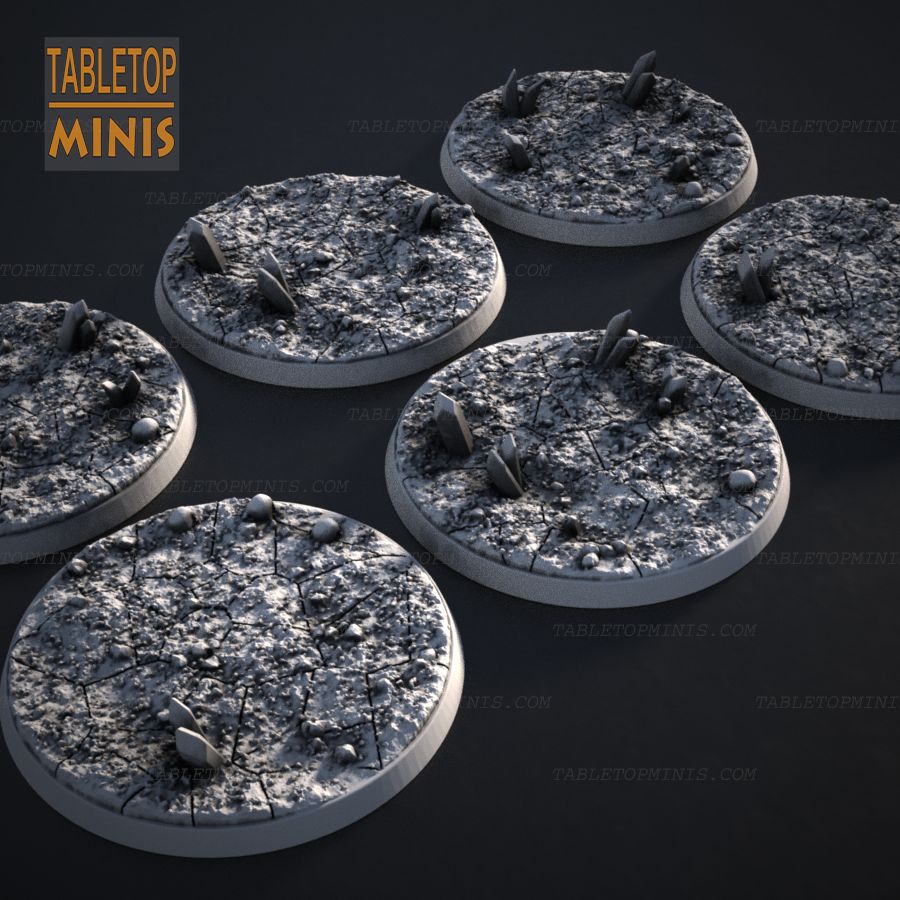  base terrain bases skulls warhammer40k cracked crack crystals gems ground cracks stl mesh dnd 3dprint mini miniature
