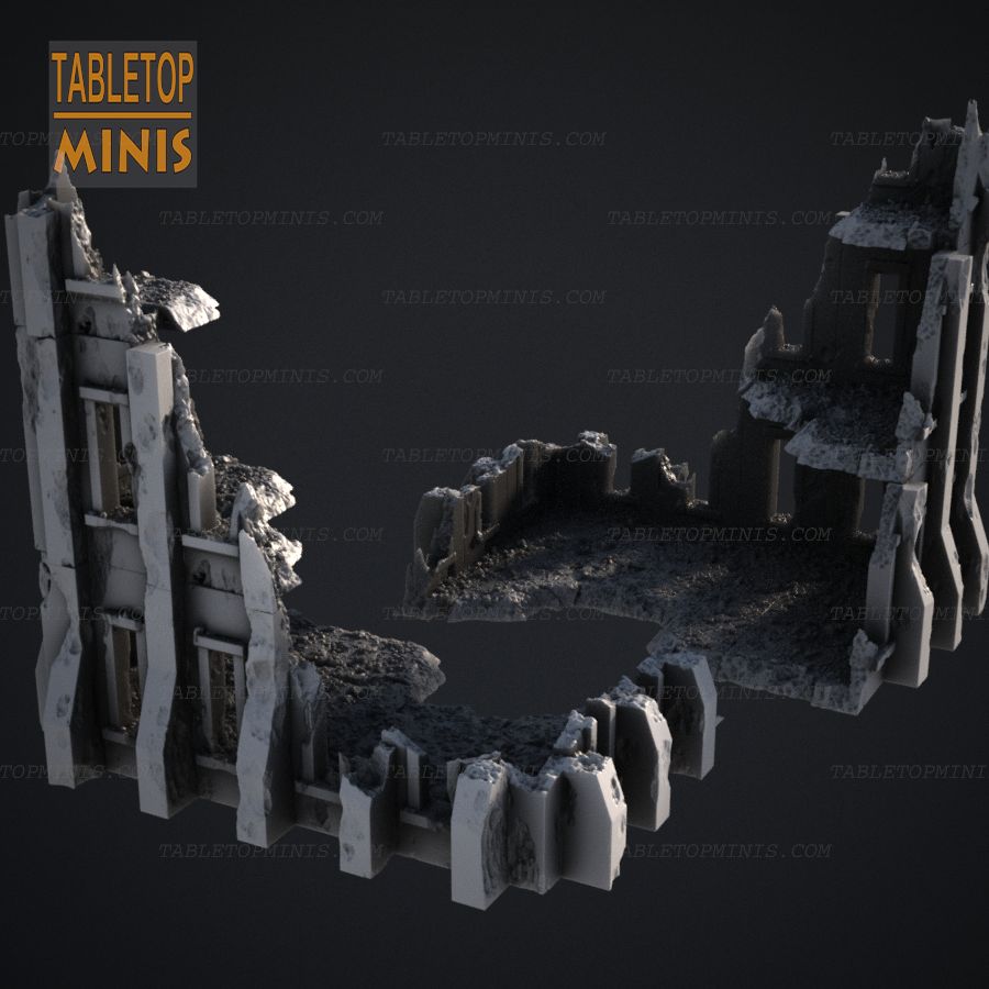  modular damage damaged scenery warhammer building ruins warhammer40k ruin stl mesh dnd 3dprint mini miniature