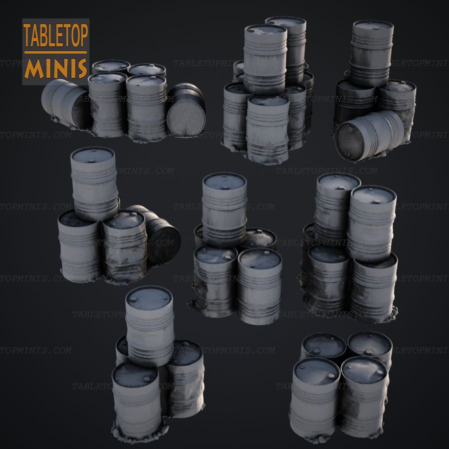  barrel oil drum stack barrels warhammer scatter wargaming warhammer40k stl mesh dnd 3dprint mini miniature